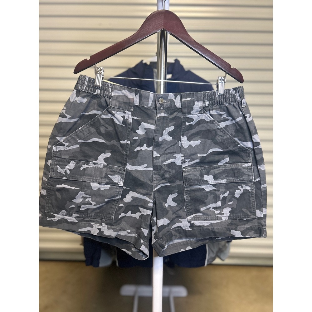 Red Head Cargo Shorts Men 38 Grey Camo Utility Elastic Waist Multi Pocket NEW